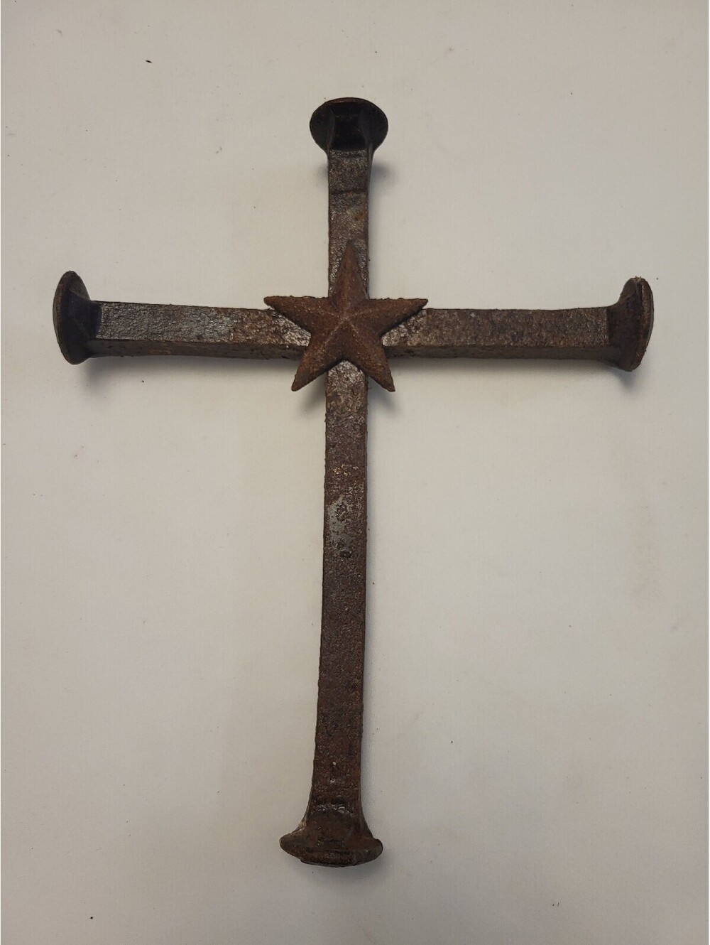 Rustic Iron Wall Cross with Star Accent 11.5"x9"